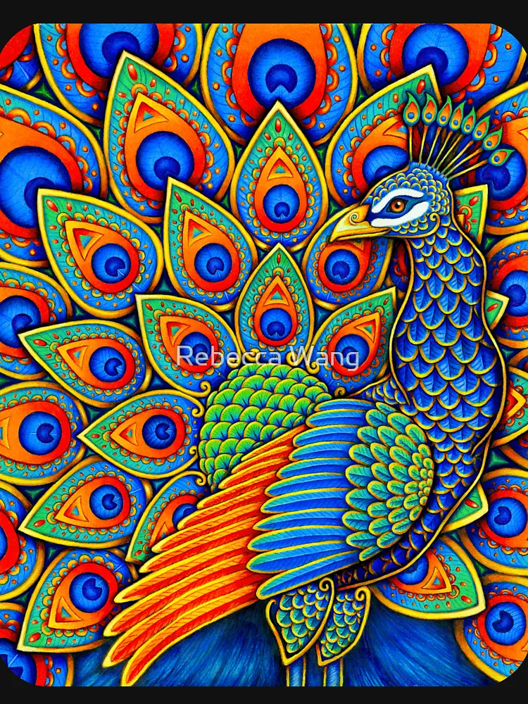 Thumbnail 6 of 6, Premium Oversized Sweatshirt, Colorful Paisley Peacock Rainbow Bird designed and sold by Rebecca Wang.