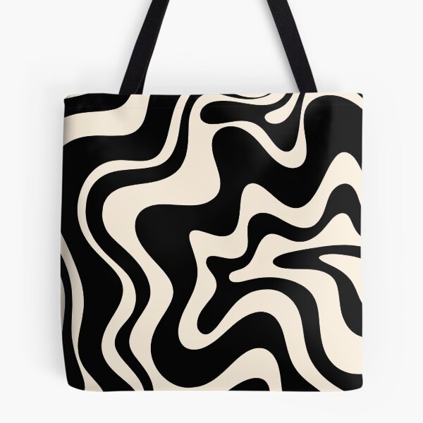 Item preview, Patrón abstracto de remolino líquido retro en negro y crema de almendras designed and sold by kierkegaard.