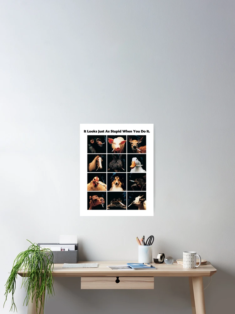 Imagen 2 de 3, Póster con la obra Parece tan estúpido cuando lo haces | Animales divertidos contra el tabaquismo, diseñada y vendida por A7med-Design.