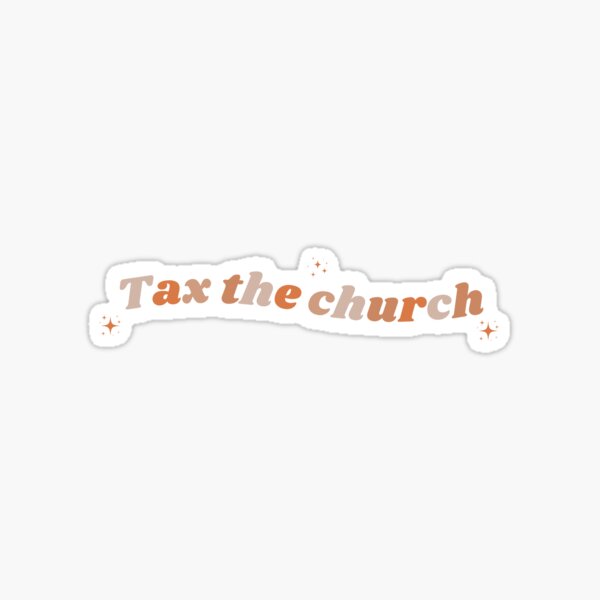 Artikelvorschau, Besteuert die Kirche. Bunter Text im Stil der 70er Jahre. Anarchie, Gothic, Alternative, Emo, liberal, links, Schriftdesign im Stil der 70er Jahre, typografisch entworfen und verkauft von gothicmom.