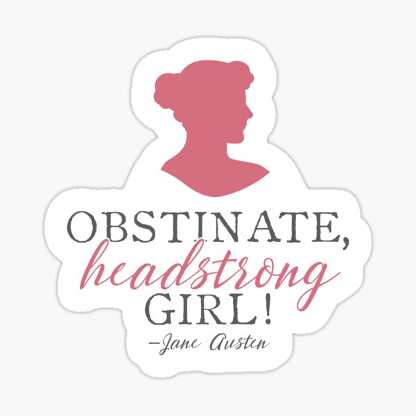 Aperçu de l'œuvre Obstiné Tête et préjugés obstinés Jane Austen Design créée et vendue par Cate Hamilton.