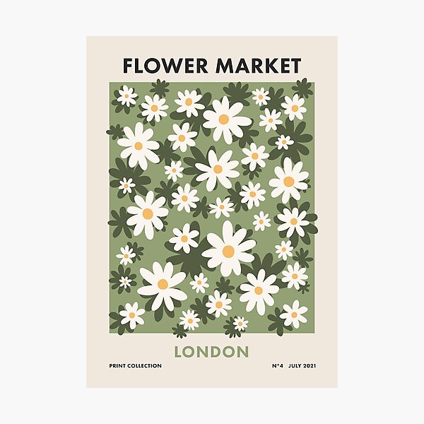 Artikelvorschau, Flower Market London, bunter Retro-Gänseblümchen-Druck entworfen und verkauft von enricadenicola.