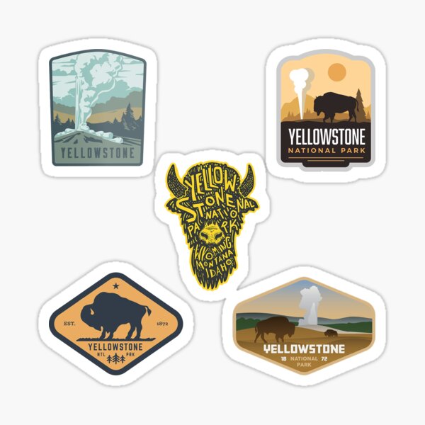 Aperçu de l'œuvre Pack de 5 autocollants du parc national de Yellowstone ! créée et vendue par Ibrahim Aslanoglu.