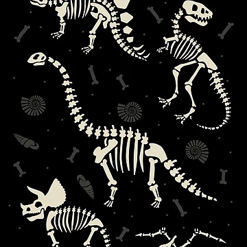 Artwork thumbnail, Dinosaur Fossils in Black by latheandquill
