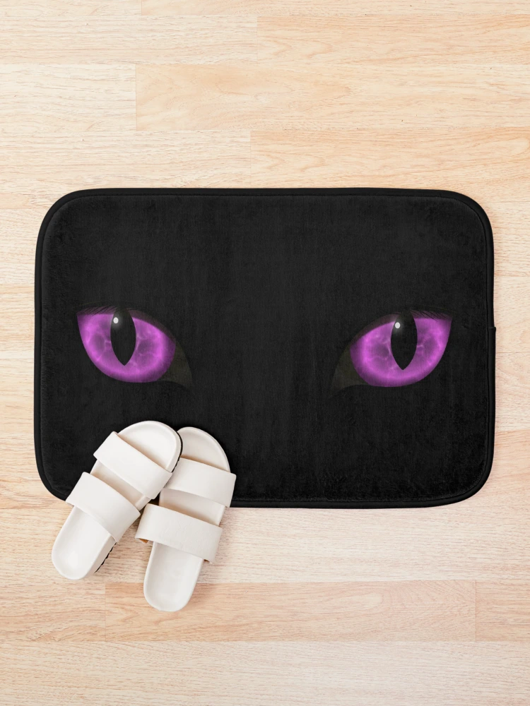 Thumbnail 1 of 6, Bath Mat, Glowing Lilac Cat eyes designed and sold by Pear Tree Studio.