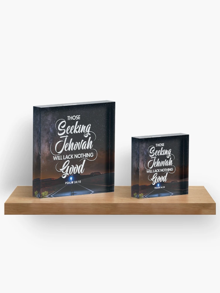 Imagen 3 de 5, Bloque acrílico con la obra JW 2022 AÑO - A los que buscan a Jehová no les faltará nada bueno., diseñada y vendida por KA DESIGNS.