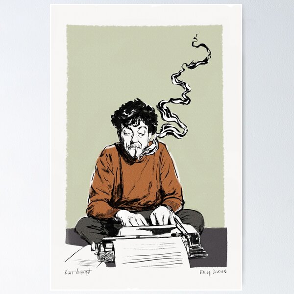 Item preview, Estampado vintage de Kurt Vonnegut designed and sold by EmilyDicksonArt.
