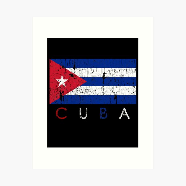 Aperçu de l'œuvre Drapeau de Cuba - Ancien style d'impression créée et vendue par Flying Jake.