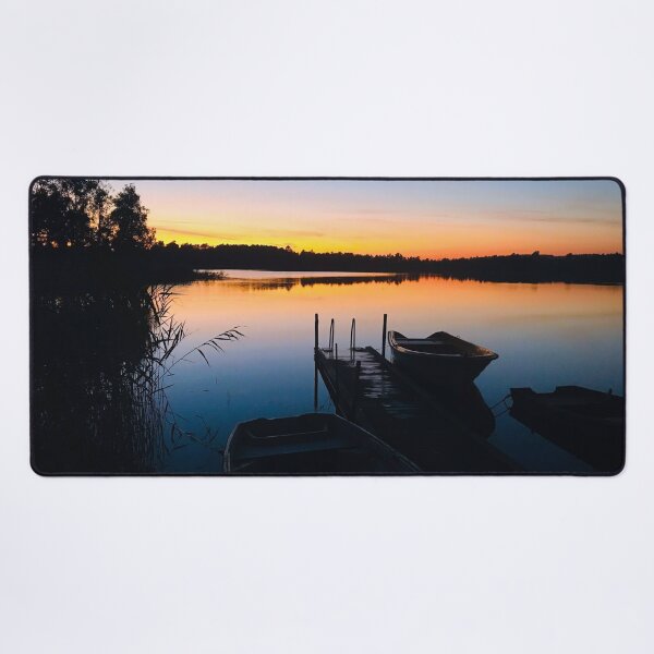 Item preview, Fishing boat by the lake version three designed and sold by HenrikGPhoto.