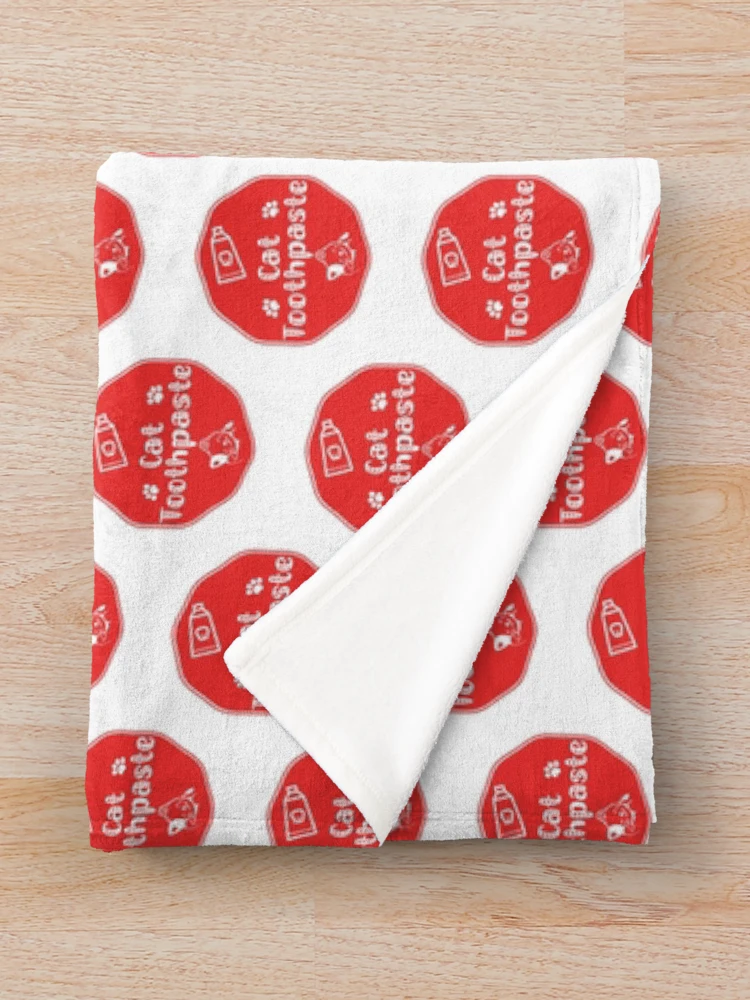 Thumbnail 3 of 6, Throw Blanket, Cat Toothpaste - Red Food Container Label designed and sold by LabelStore.