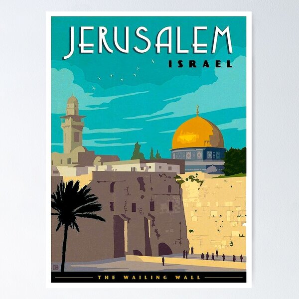 Artikelvorschau, JERUSALEM ISRAEL: Vintage Reisewerbedruck entworfen und verkauft von posterbobs.