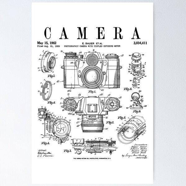 Item preview, Photography Camera Vintage Classic Patent Drawing Print designed and sold by GrandeDuc.