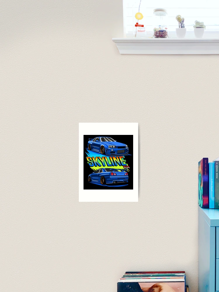 Thumbnail 2 of 3, Art Print, Skyline R34 JDM Legend designed and sold by Ryzdesain.