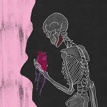Artwork thumbnail, Broken Hearted Skeleton by linspxls