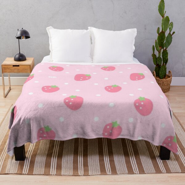 Item preview, Pink strawberry throw blanket designed and sold by Eidorian88.