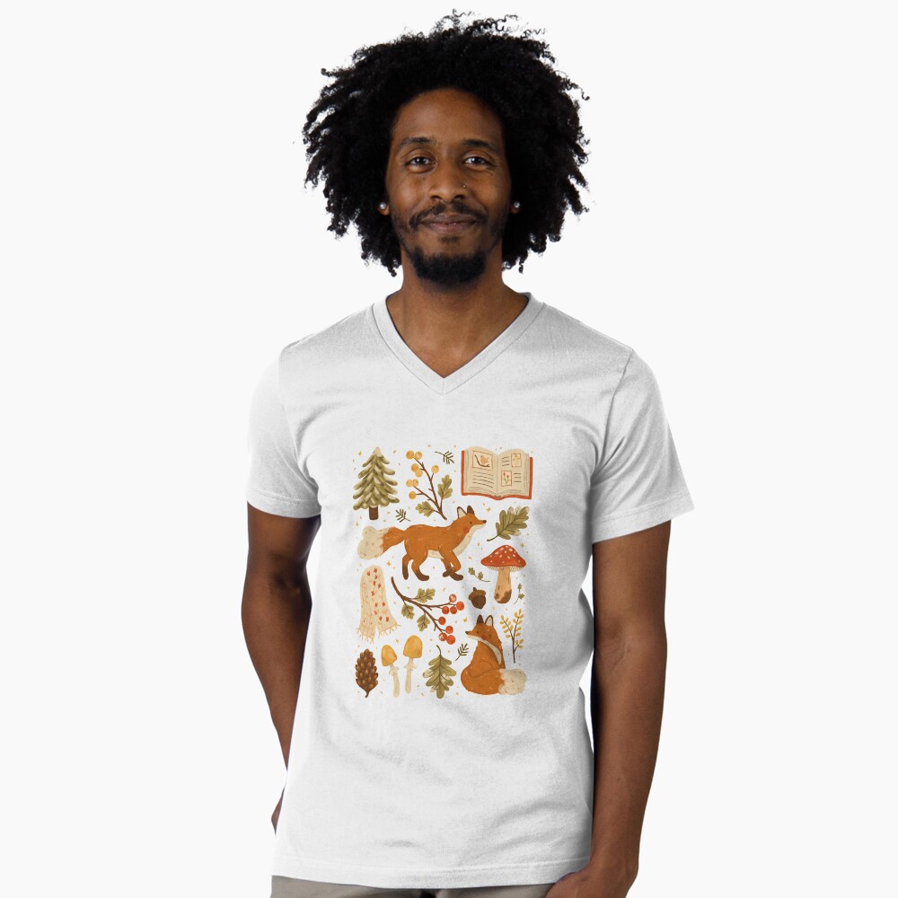 Vista previa del artículo con la obra «Camiseta de cuello en V», diseñado y vendido por ohjessmarie.