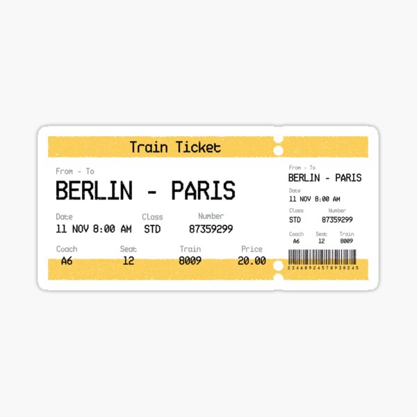 Aperçu de l'œuvre Billet de train Berlin - Paris créée et vendue par theredfoxs.