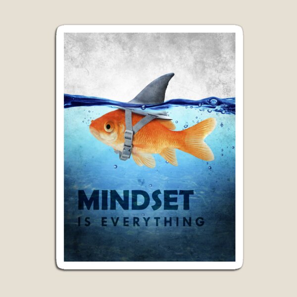 Aperçu de l'œuvre L'état d'esprit est primordial Illustration de poissons et de requins Motivation créée et vendue par SuccessHunters.