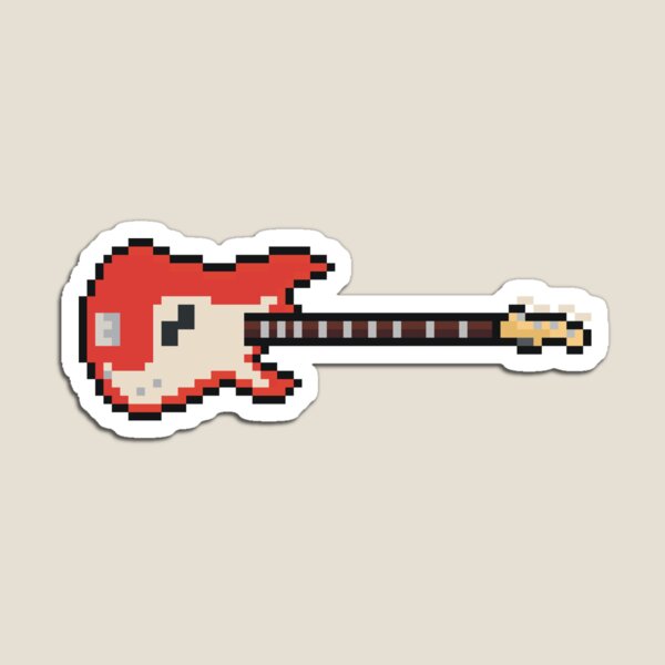 Aperçu de l'œuvre Pixel Vintage Guitare basse rouge créée et vendue par gkillerb.