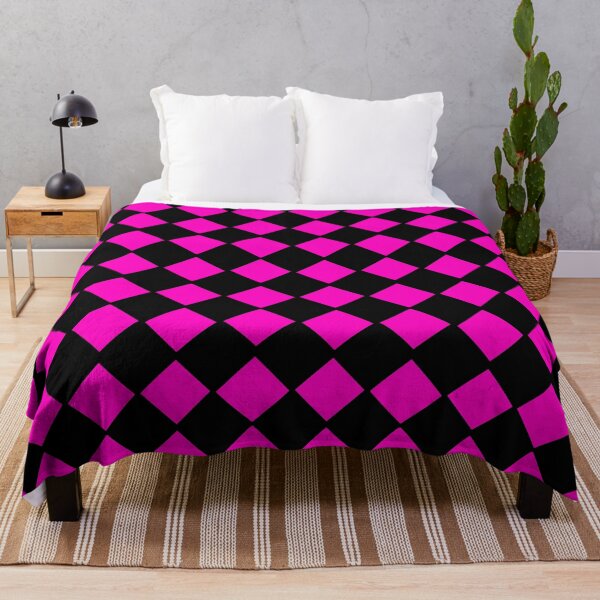 Item preview, Hot Pink and black diamond checkered print, designed and sold by DemonicGloom.