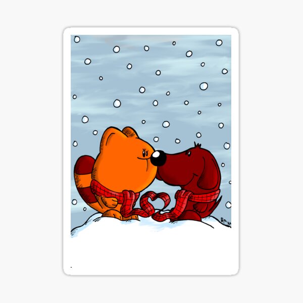 Aperçu de l'œuvre Chat et chien dans l'amour en hiver créée et vendue par Bastian Melnyk.