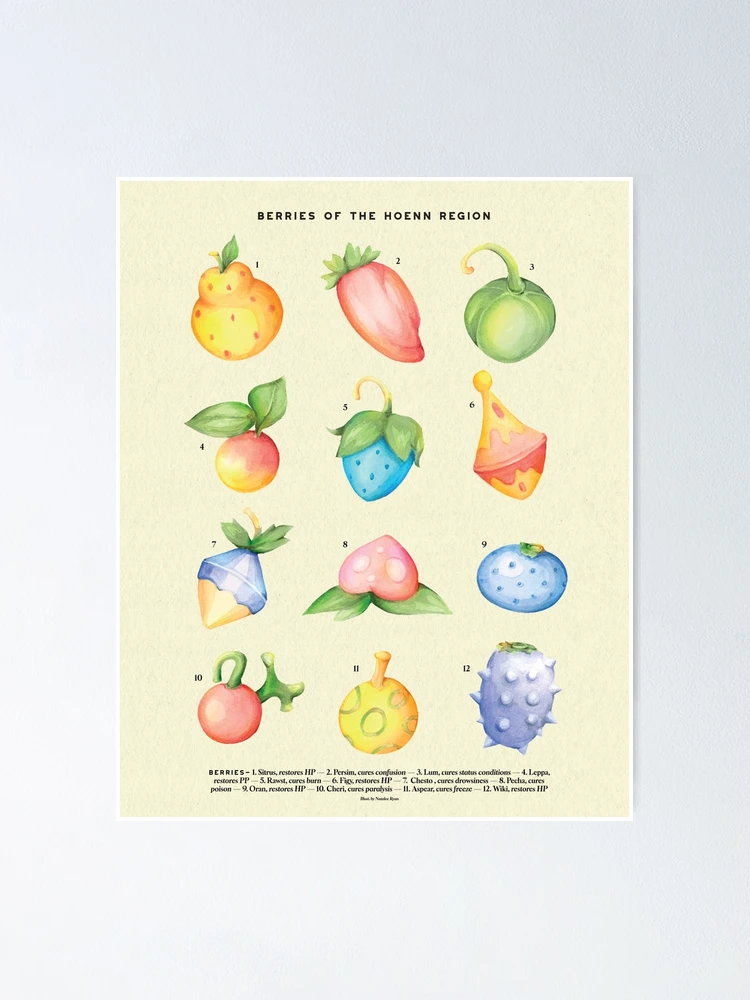 Thumbnail 1 von 3, Poster, Beeren von Hoenn designt und verkauft von Natalee Ryan.