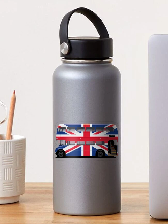 Thumbnail 1 of 3, Sticker, London Bus With British Flag Wrap designed and sold by STUDIO-72.