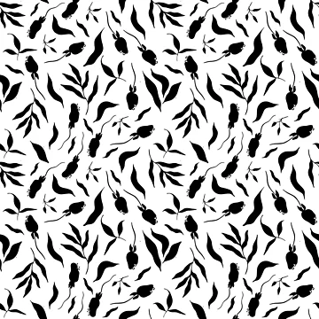 Artwork thumbnail, Black swirly floral pattern by Hoetoons