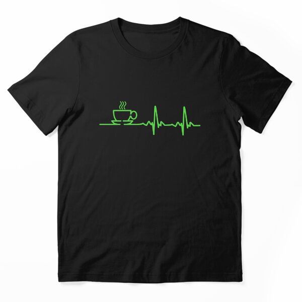 Artikelvorschau, Morgen Kaffee Herzschlag EKG entworfen und verkauft von TheShirtYurt.