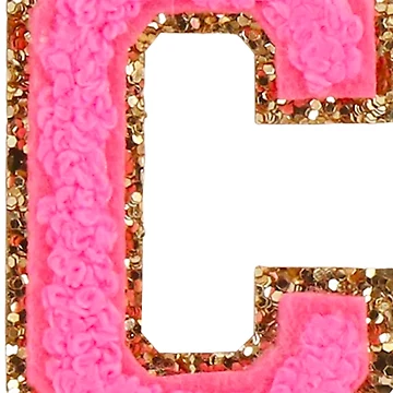 Artwork thumbnail, Letter C Bubble gum glitter Varsity Preppy pink patch by BeauBeauxox