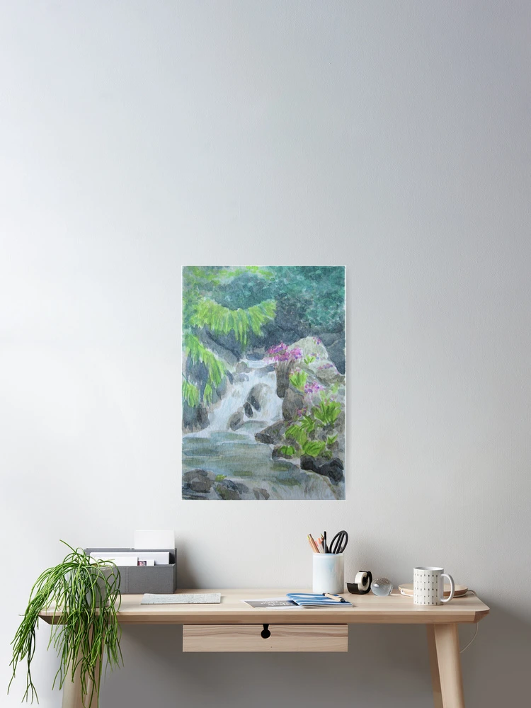 Thumbnail 2 of 3, Poster, Watercolour Falls designed and sold by CrowsAndThings.