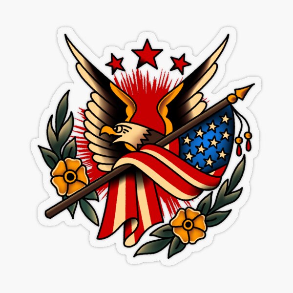 Item preview, Motivo floral tradicional americano con águila y bandera de Salty-Dog designed and sold by salty-dog.
