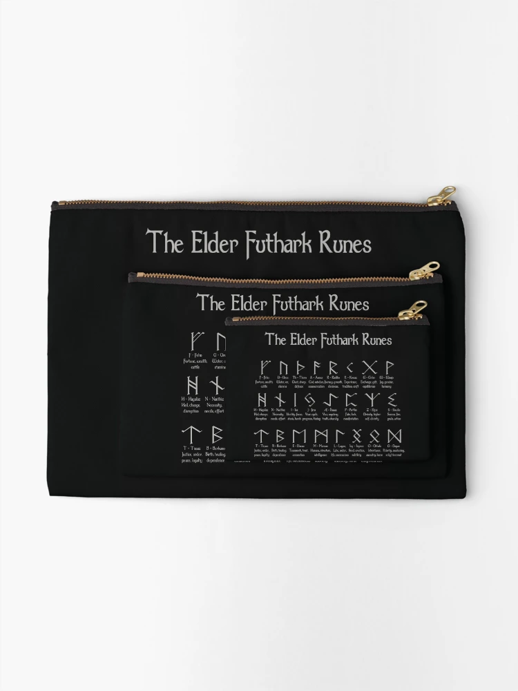 Thumbnail 2 of 4, Zipper Pouch, The Elder Futhark Runes | Reference chart designed and sold by Ekaterina Ashton.