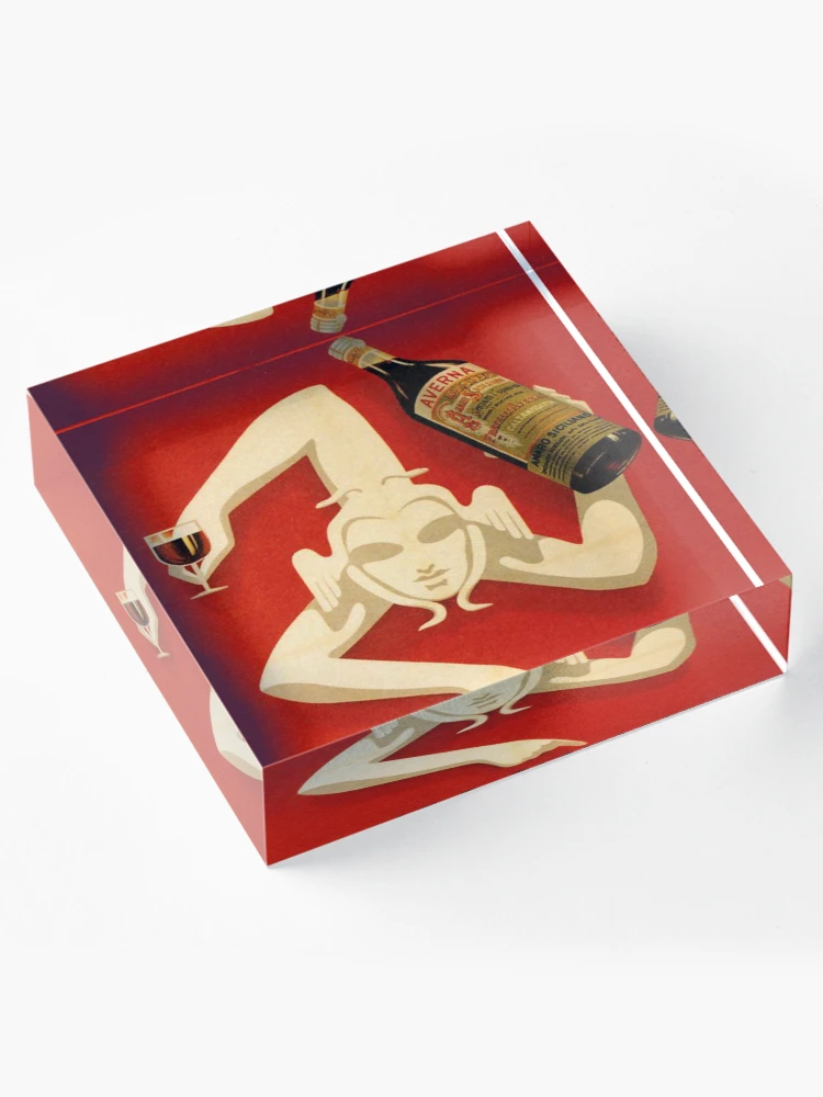Thumbnail 4 of 5, Acrylic Block, Abstract Amaro Wine Poster designed and sold by siscy cgitx.