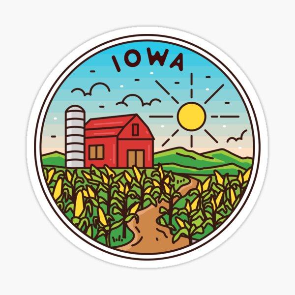 Aperçu de l'œuvre Iowa | Insigne illustré IA | Rétro Vintage | Nature créée et vendue par AtlasCreativeCo.