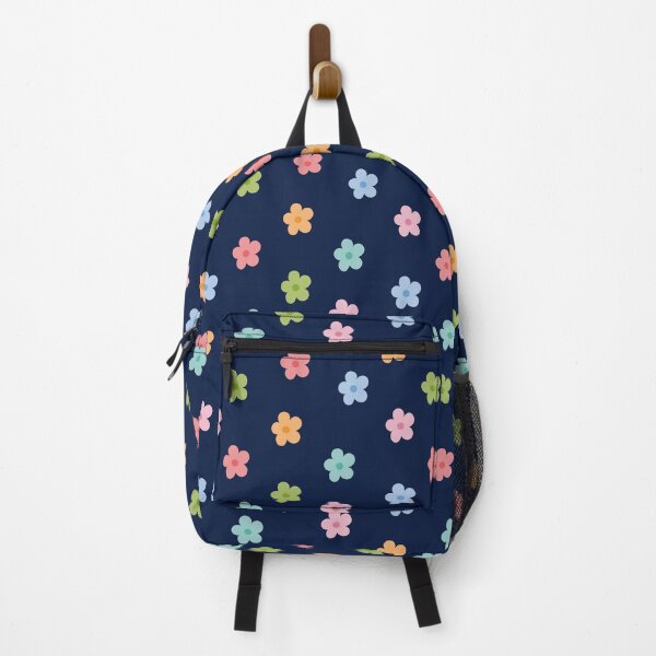Item preview, Cute Pastel Rainbow Flowers on Dark Blue designed and sold by Creative Wolf Design.