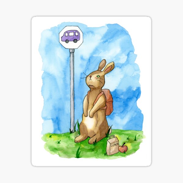 Aperçu de l'œuvre Le lapin attend le bus scolaire créée et vendue par Wunschkritzel.