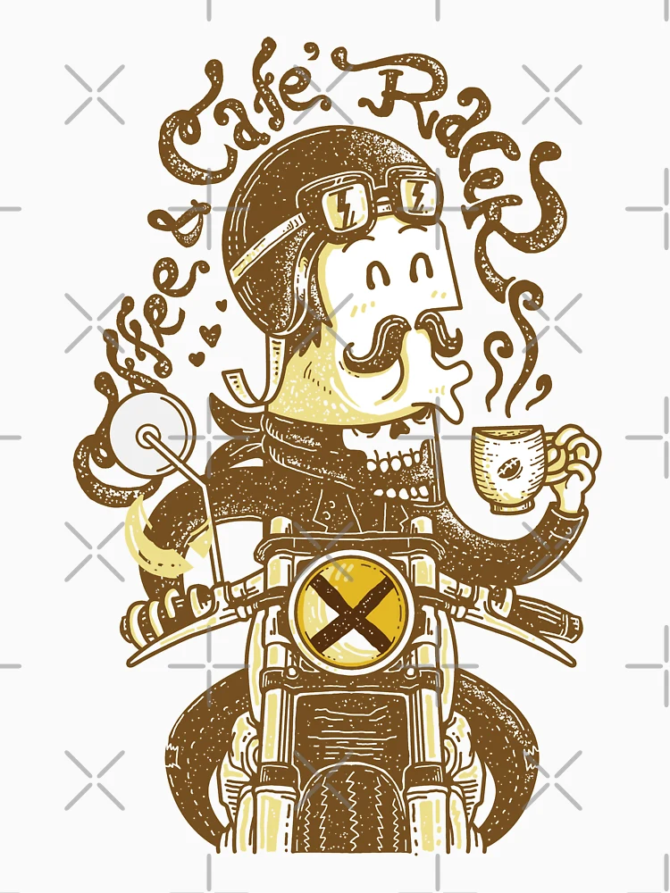 Thumbnail 7 von 7, Classic T-Shirt, Koffein und Benzin | Kaffee- und Café-Racer | Kaffee ist ein Menschenrecht designt und verkauft von thesmokeydogs.