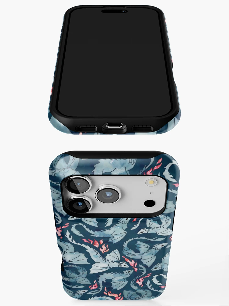 Imagen 3 de 4, Funda de iPhone con la obra en acuarela azul y roja sobre un fondo azul oscuro.
, diseñada y vendida por adenaJ.