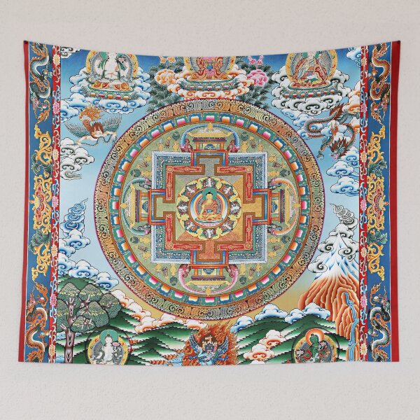 Aperçu de l'œuvre Mandala 98 Bouddhiste Tibétain Bleu Six Divinité créée et vendue par GuyBlank.