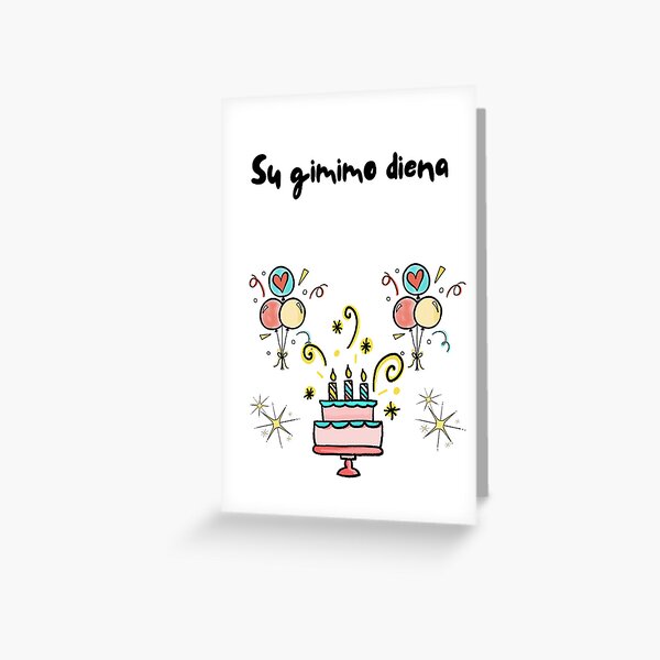 Item preview, Tarjeta de cumpleaños lituana con texto en lituano (gimtadienio kortele Su Gimimo Diena) designed and sold by Pommallina.