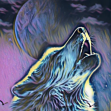 Artwork thumbnail, Wolf howling at the Moon by MerWishes