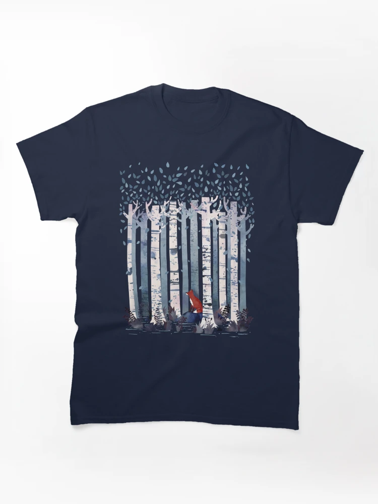 Aperçu 1 sur 7. T-shirt classique avec l'œuvre Les Bouleaux (en bleu) créée et vendue par littleclyde.