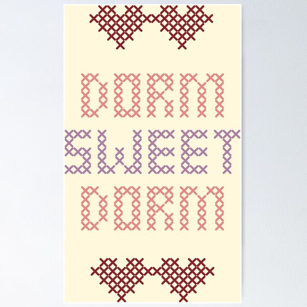 Item preview, Dorm Sweet Dorm Cross Stitch Hearts College Aesthetic designed and sold by MarzStudio.