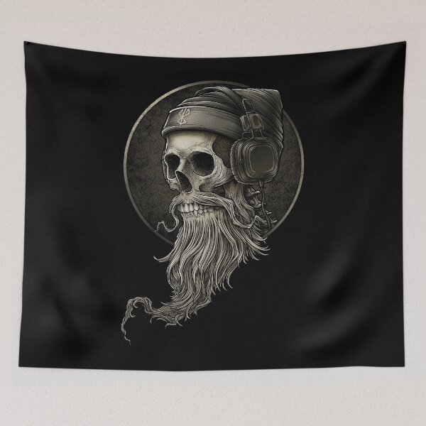 Aperçu de l'œuvre Barbe de crâne de Viking vintage avec casque créée et vendue par Winya.