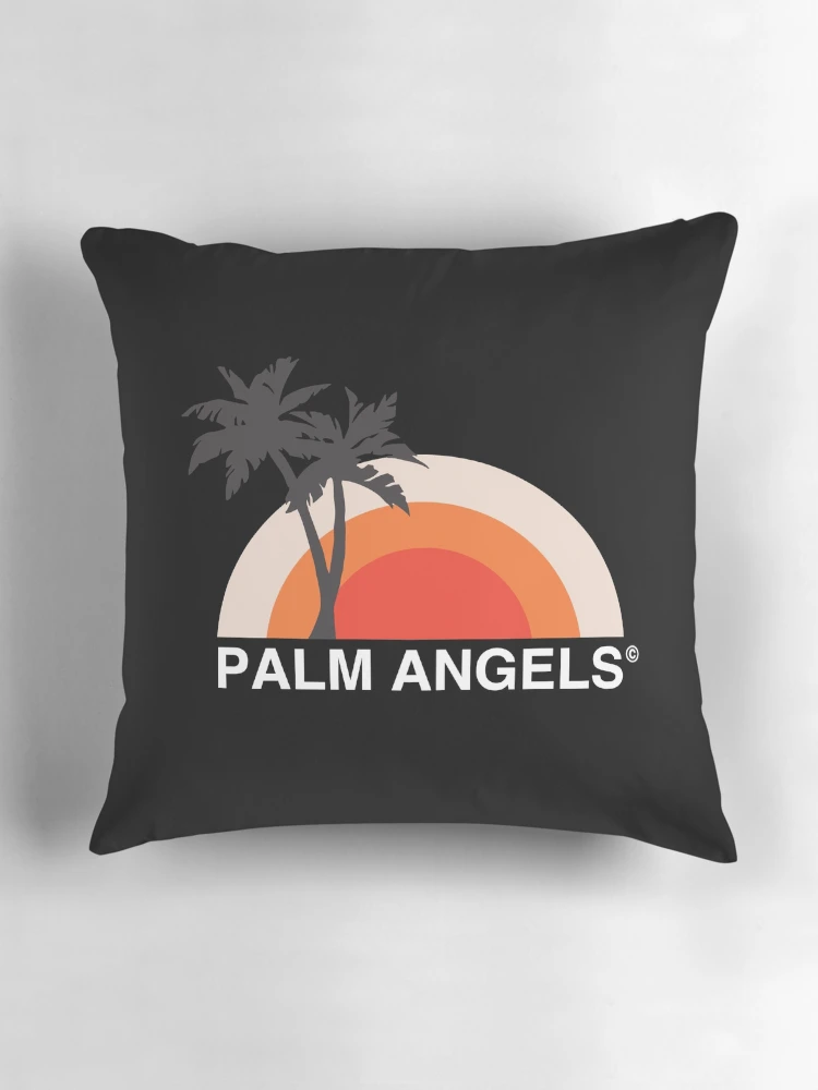 Thumbnail 3 of 4, Pillow, Palm sunset white font designed and sold by Cheviii.