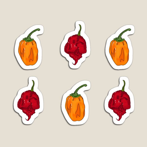 Item preview, Juego de pegatinas de chile Habanero Reaper designed and sold by mojocoffeetime.