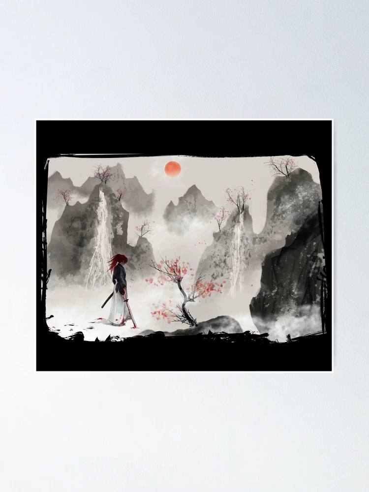 Thumbnail 1 of 3, Poster, Watercolor Anime Rurouni Kenshin designed and sold by GraphismNinja.
