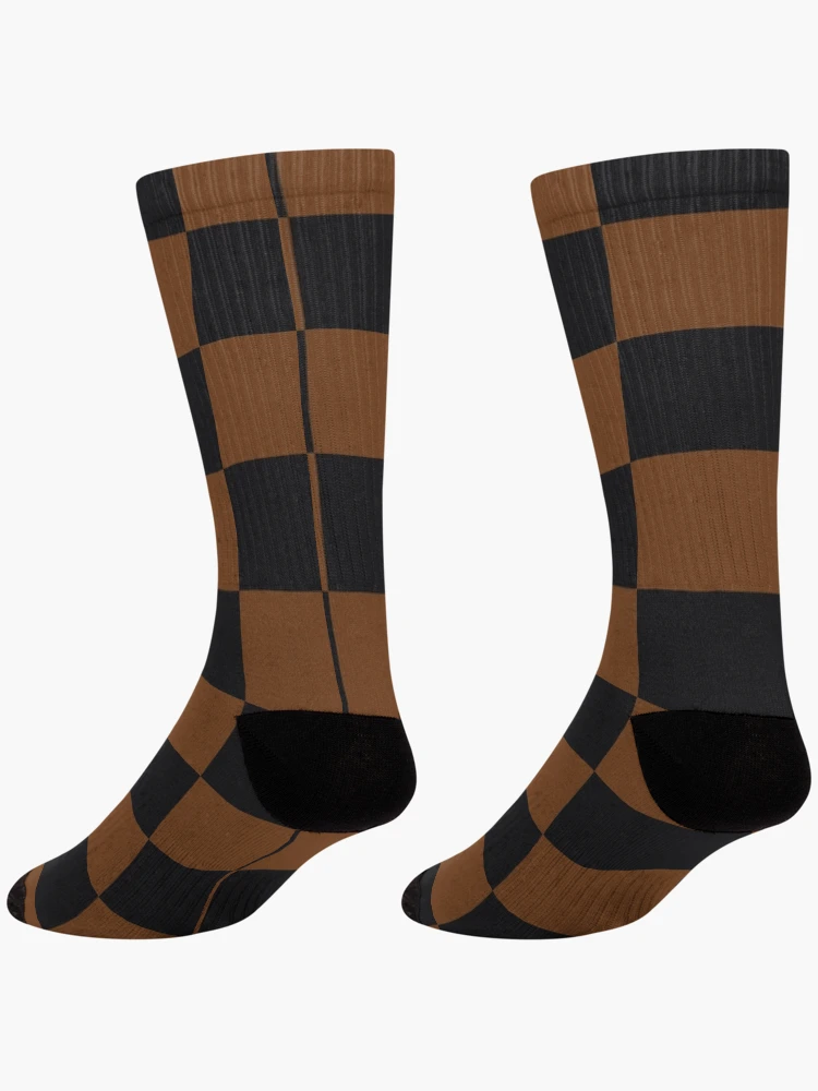 Thumbnail 4 von 5, Socken, Schwarz-braun karierte Quadrate designt und verkauft von ind3finite.