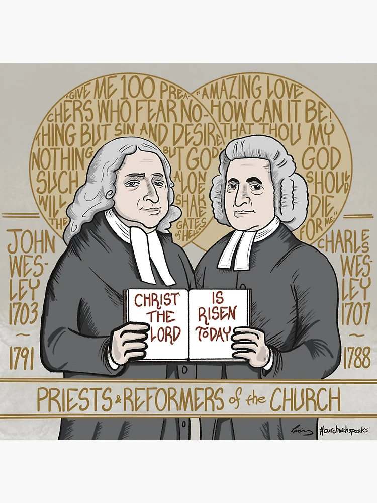 Thumbnail 3 of 3, Sticker, John (1703-1791) and Charles (1707-1788) Wesley, Priests and Reformers of the Church designed and sold by LansingCreative.